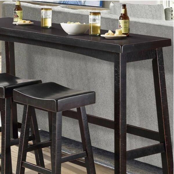 Oxton 4-Piece Black Finish Wood Top Pub Height Bar Table Set Seats 3