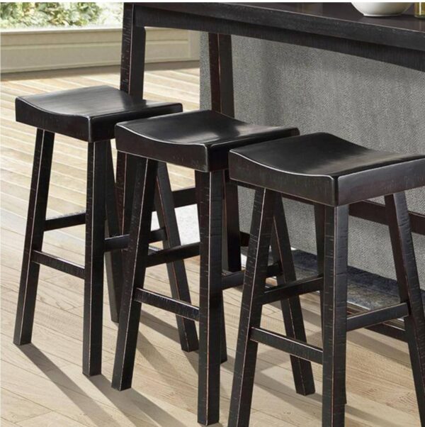 Oxton 4-Piece Black Finish Wood Top Pub Height Bar Table Set Seats 3