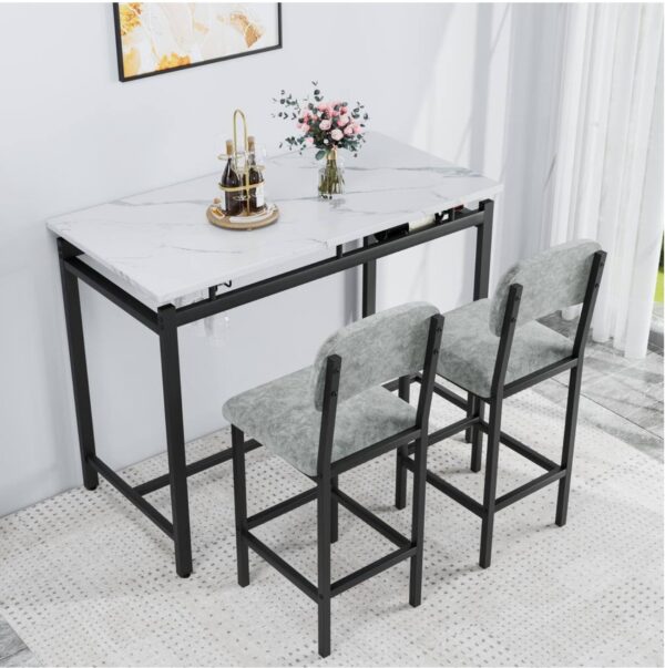 3-Piece MDF Top Bar Dining Table Set Seats 2