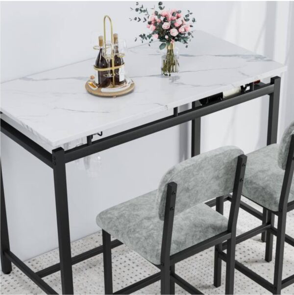 3-Piece MDF Top Bar Dining Table Set Seats 2