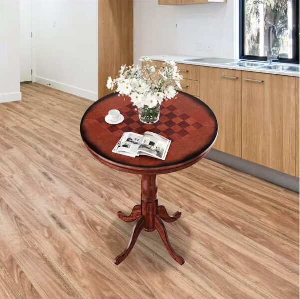3-Piece 30 in. Round Wood Top Brown Bar Table and 2-Pice Swivel Bar Stools Bar Table Set